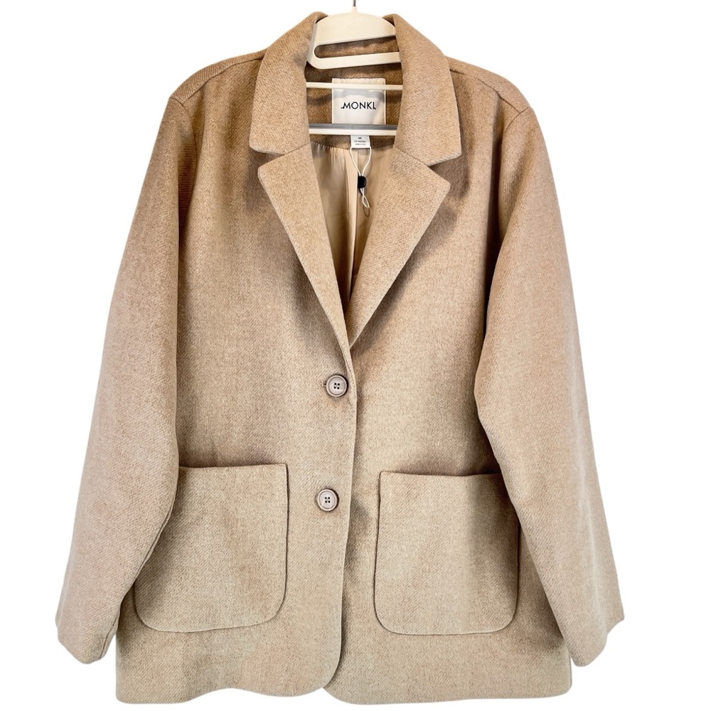 NWOT Monki Cream Jacket Coat Warm Neutral Minimalist Sz M